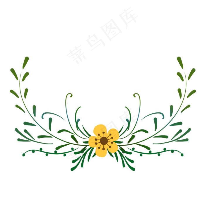 淡黄色小花装饰半环形花环(2000X2000(DPI:300))psd模版下载