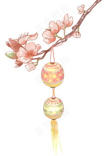 新年灯笼水彩装饰