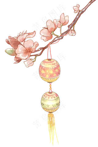 新年灯笼水彩装饰