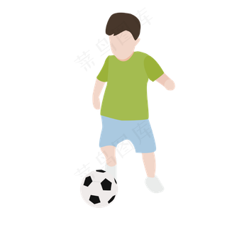 小男孩踢足球矢量素材,免抠元素