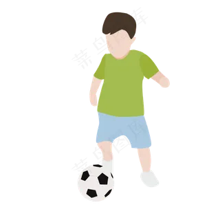 小男孩踢足球矢量素材,免抠元素