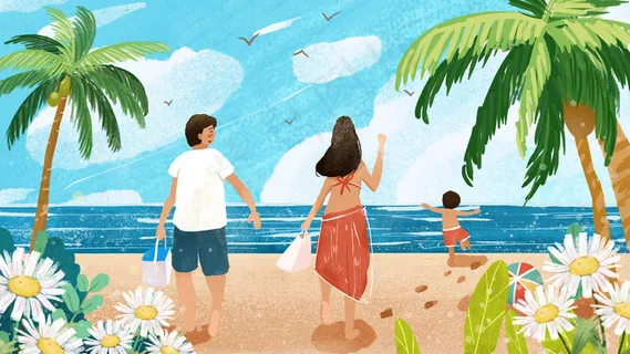 一家子去海边旅游小清新 一家子去海边旅游小清新