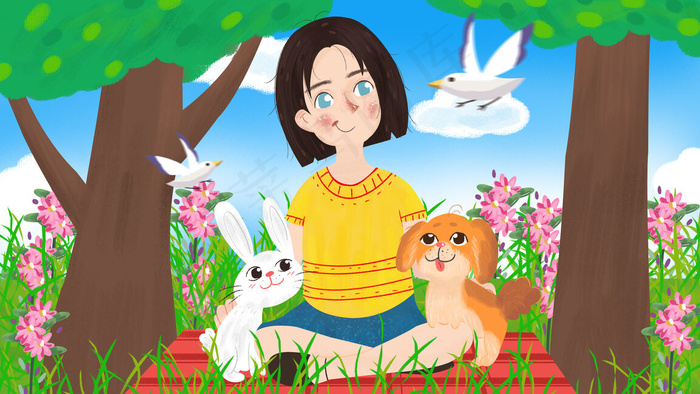 兔子小狗鸽子可爱萌宠