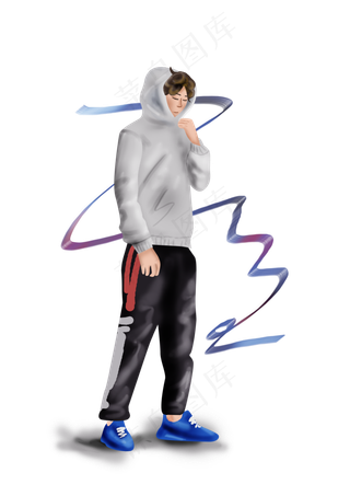 暑假手绘街舞男孩,免抠元素