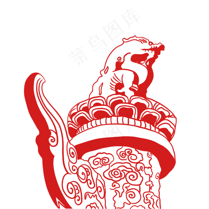 剪纸风党建中国华表(2048X2048(DPI:132))psd模版下载
