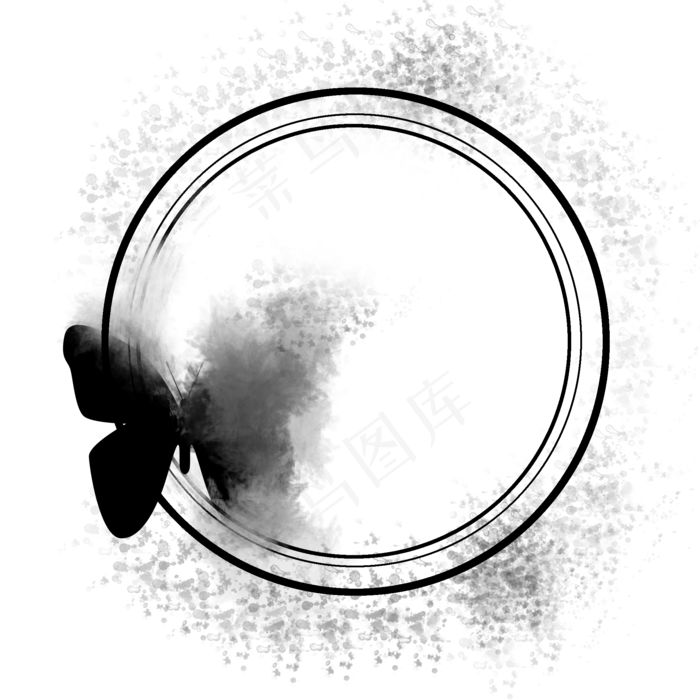 墨迹蝴蝶边框(2000X2000(DPI:300))psd模版下载