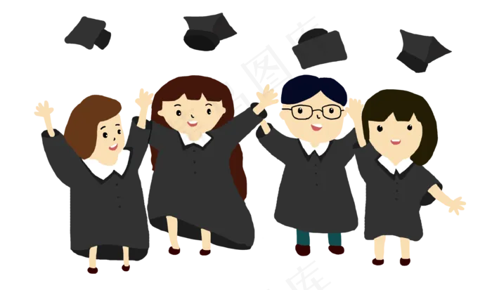 一群丢学士帽的人(3386X2000(DPI:300))psd模版下载