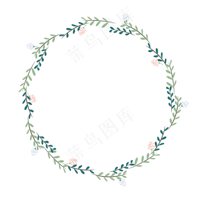 叶子花环边框插画