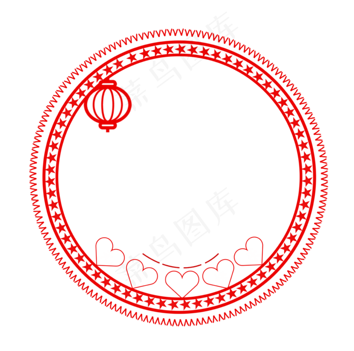元旦爱心边框插画,免抠元素