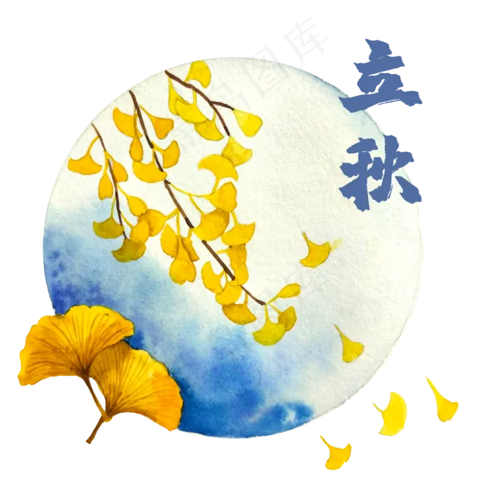 立秋节气金黄银杏落叶,免抠元素(2500*2500px 300 dpi )psd模版下载