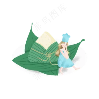 端午节的粽子和女孩