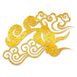 中国风传统烫金祥云,免抠元素