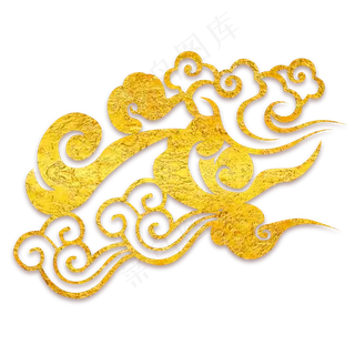 中国风传统烫金祥云,免抠元素