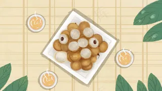 白露节吃龙眼喝白露茶手绘