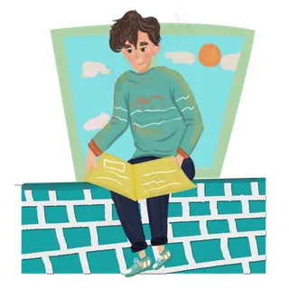 窗户边看书的男孩