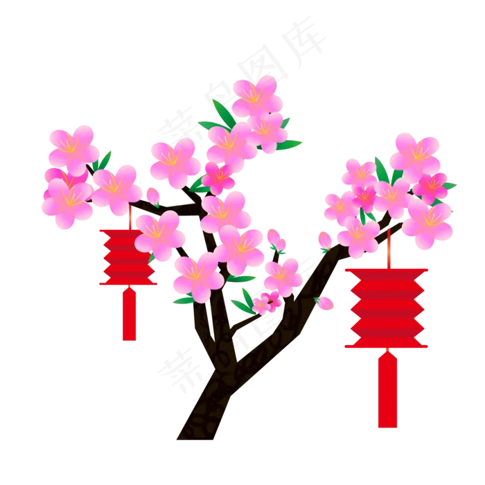 冬天新年粉红梅花装饰,免抠元素(2000*2000px 300 dpi )ai矢量模版下载