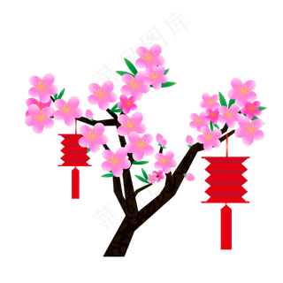 冬天新年粉红梅花装饰,免抠元素