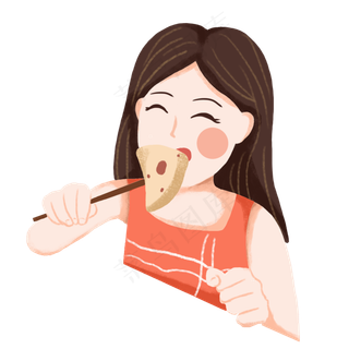 卡通小女孩吃棕子