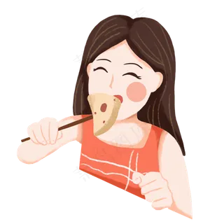 卡通小女孩吃棕子