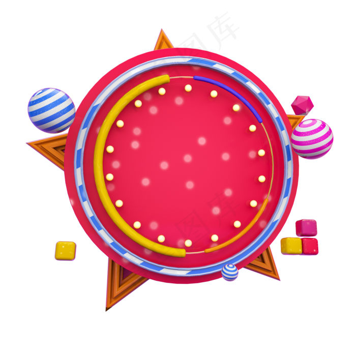 时尚圆形背景板C4D电商装饰元素,免抠元素