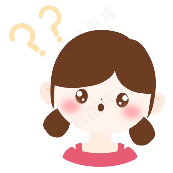 疑问号可爱卡通思考女孩,免抠元素
