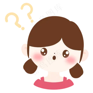 疑问号可爱卡通思考女孩,免抠元素