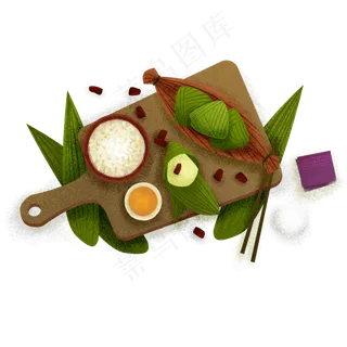 红豆粽叶粽子元素设计