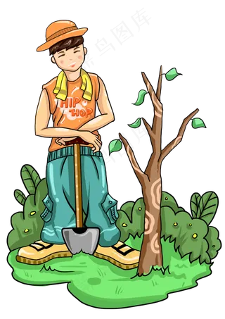植树节植树的小孩