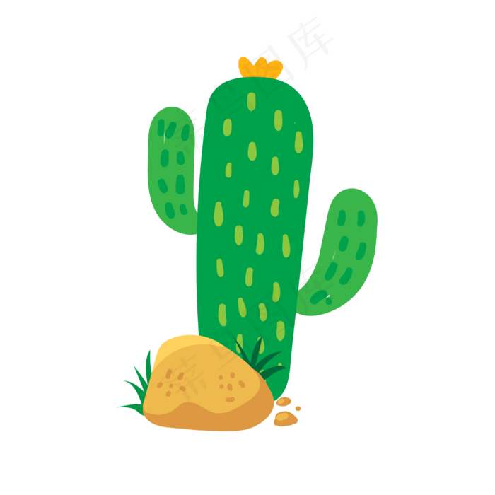 卡通手绘绿色仙人掌矢量素材,免抠元素