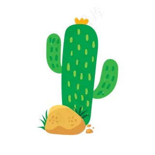 卡通手绘绿色仙人掌矢量素材,免抠元素