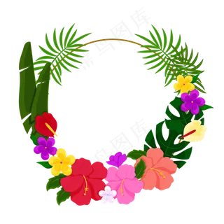 卡通夏至夏季花环免扣素材