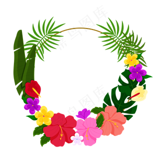 卡通夏至夏季花环免扣素材