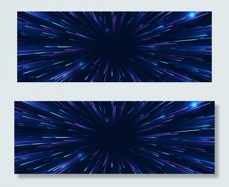 蓝色科技光线放射线banner背景