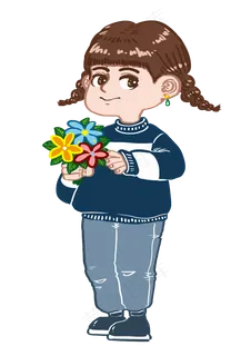 女生节花束可爱清新女孩卡通人物