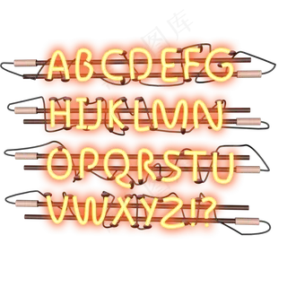 霓虹灯字母和符号矢量图