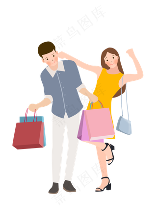 购物节情侣人物素材