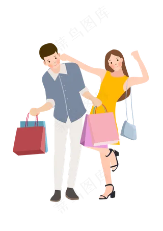 购物节情侣人物素材