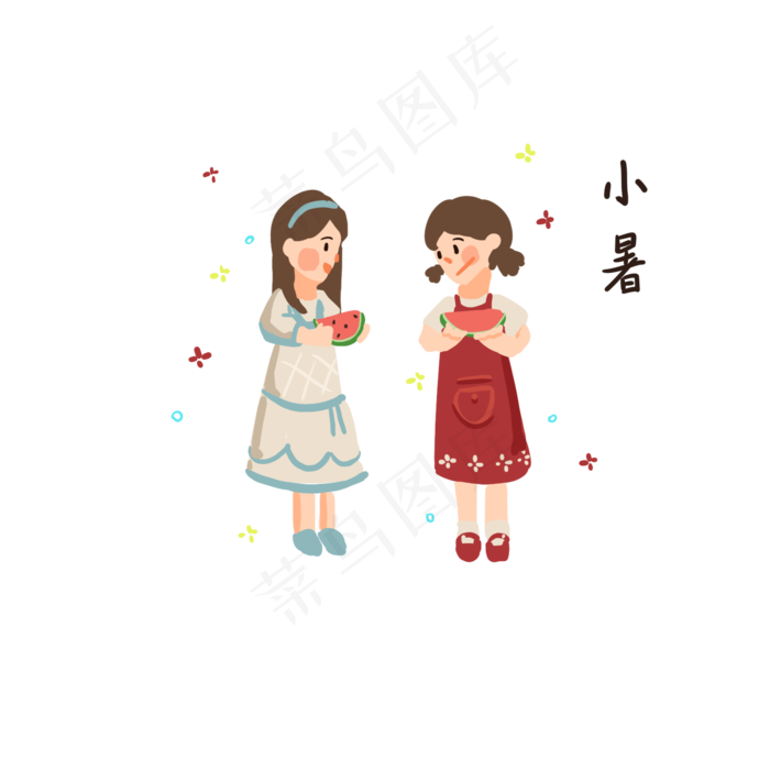 两个夏季小暑西瓜女孩(2000X2000)