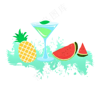 手绘卡通菠萝西瓜