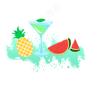 手绘卡通菠萝西瓜