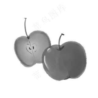 水墨中国风苹果透明底免抠
