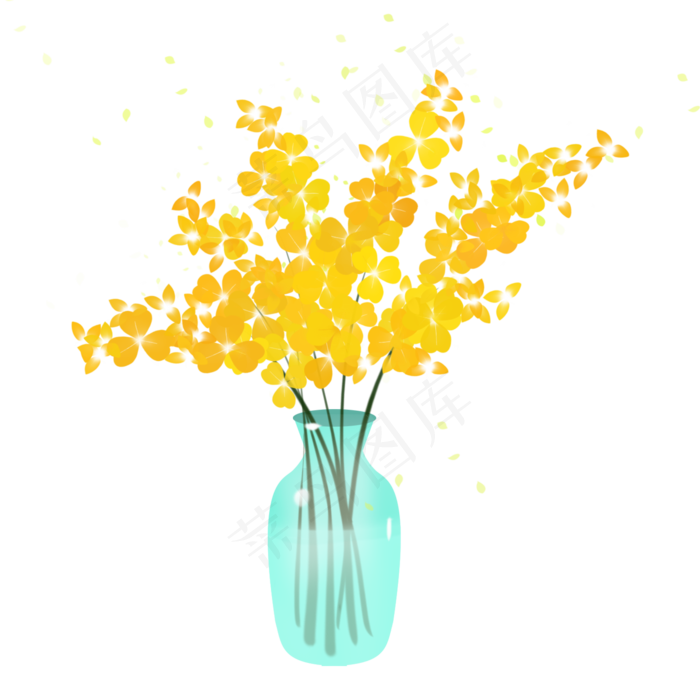 黄色跳舞兰仿真花假花装饰花(2000X2000(DPI:300))psd模版下载