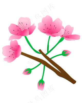 卡通免扣粉色花朵