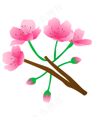 卡通免扣粉色花朵