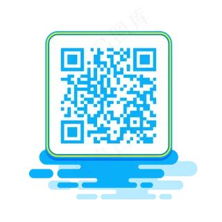 蓝色扁平二维码边框,免抠元素