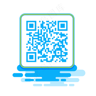 蓝色扁平二维码边框,免抠元素