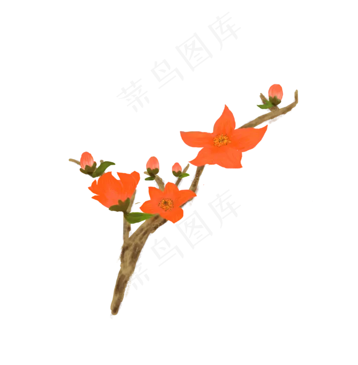 春天植树节红色梅花树枝免扣(2715X2774(DPI:300))psd模版下载