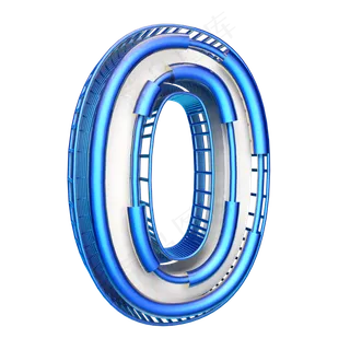 科技蓝倒计时数字0可商用,免抠元素艺术字