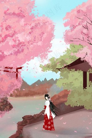 国风美少女春日唯美烂漫樱花赏花