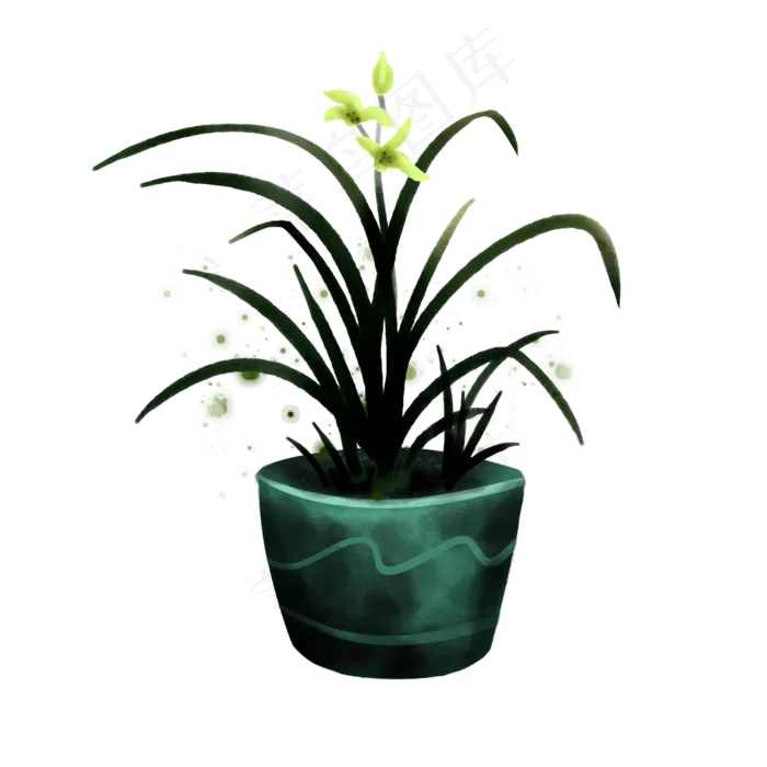 水墨画古风兰花(2500X2500(DPI:300))psd模版下载